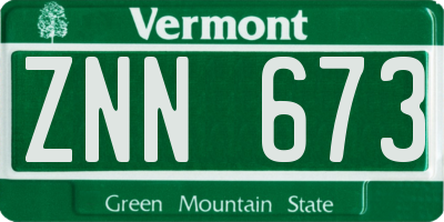 VT license plate ZNN673