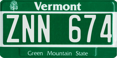VT license plate ZNN674
