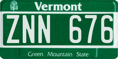 VT license plate ZNN676