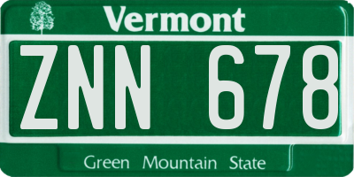 VT license plate ZNN678