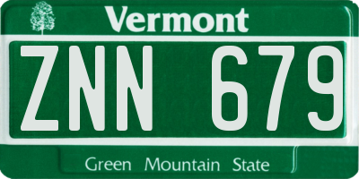 VT license plate ZNN679