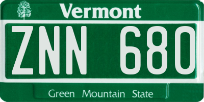 VT license plate ZNN680