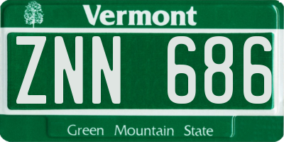 VT license plate ZNN686
