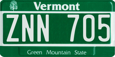 VT license plate ZNN705