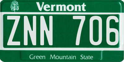 VT license plate ZNN706