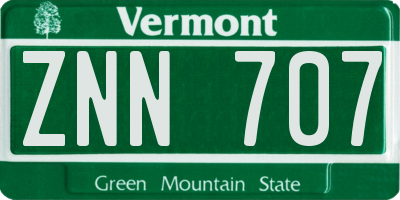 VT license plate ZNN707
