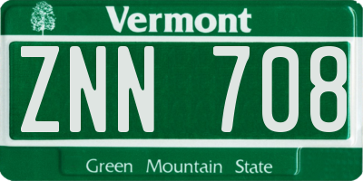 VT license plate ZNN708