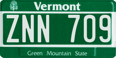 VT license plate ZNN709