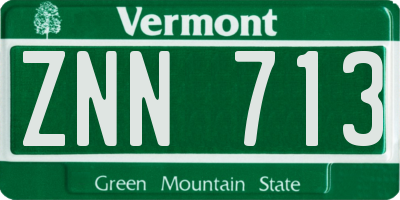 VT license plate ZNN713
