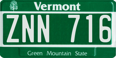 VT license plate ZNN716