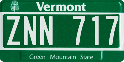 VT license plate ZNN717