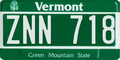 VT license plate ZNN718
