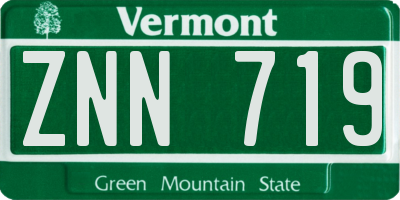 VT license plate ZNN719