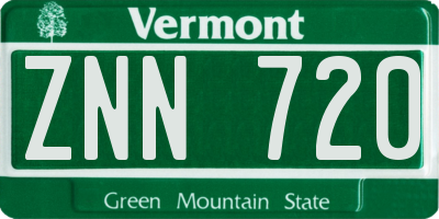 VT license plate ZNN720