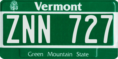 VT license plate ZNN727