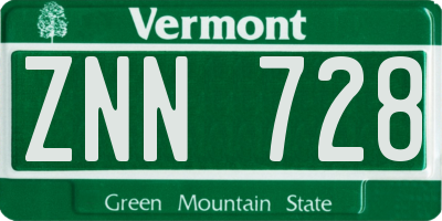 VT license plate ZNN728