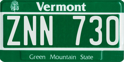 VT license plate ZNN730