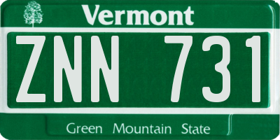 VT license plate ZNN731