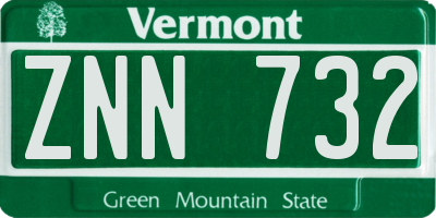 VT license plate ZNN732