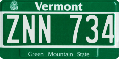 VT license plate ZNN734