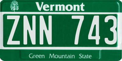 VT license plate ZNN743
