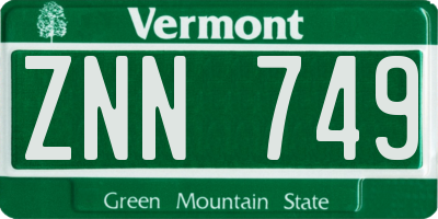 VT license plate ZNN749