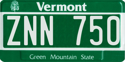 VT license plate ZNN750