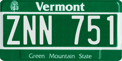 VT license plate ZNN751