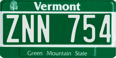 VT license plate ZNN754