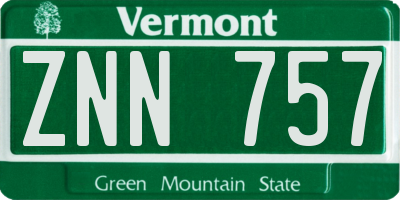 VT license plate ZNN757