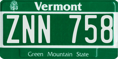 VT license plate ZNN758