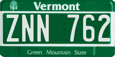 VT license plate ZNN762