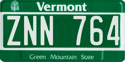 VT license plate ZNN764