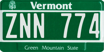 VT license plate ZNN774