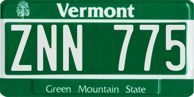 VT license plate ZNN775