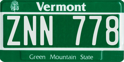 VT license plate ZNN778