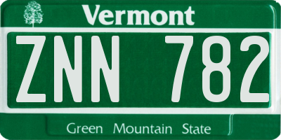 VT license plate ZNN782