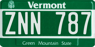 VT license plate ZNN787