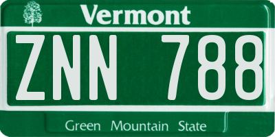 VT license plate ZNN788