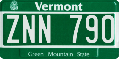 VT license plate ZNN790