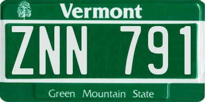 VT license plate ZNN791