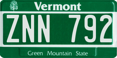 VT license plate ZNN792
