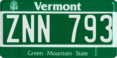 VT license plate ZNN793