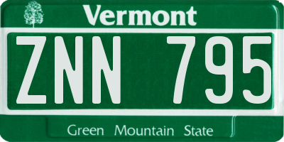 VT license plate ZNN795
