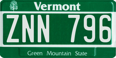 VT license plate ZNN796