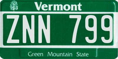 VT license plate ZNN799