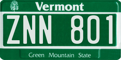 VT license plate ZNN801