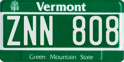 VT license plate ZNN808
