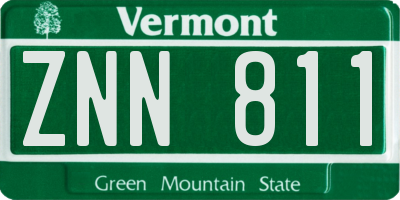VT license plate ZNN811