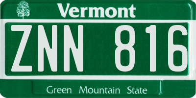 VT license plate ZNN816